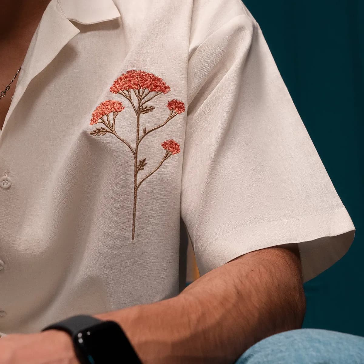 HUSO Ecru Bloom - Embroidered Linen Shirt new, product view 3